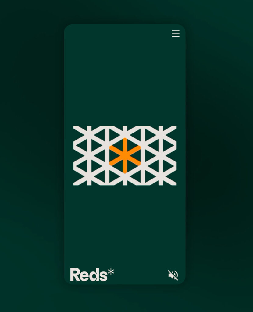 Portada de la web de WeReds en móvil con el patrón del asterisco