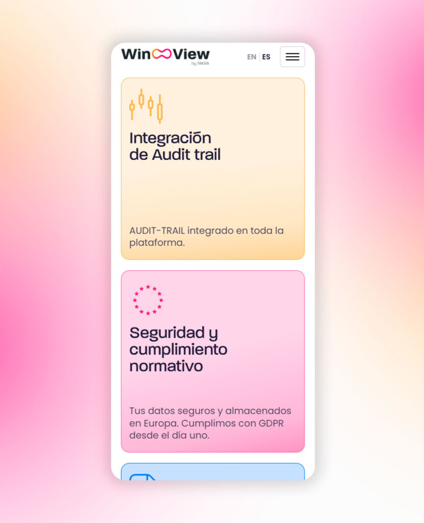 Web de Winview en móvil: integración de audit trail y cumplimiento normativo